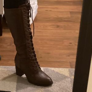 ModCloth Laceup Knee High Heel Boots